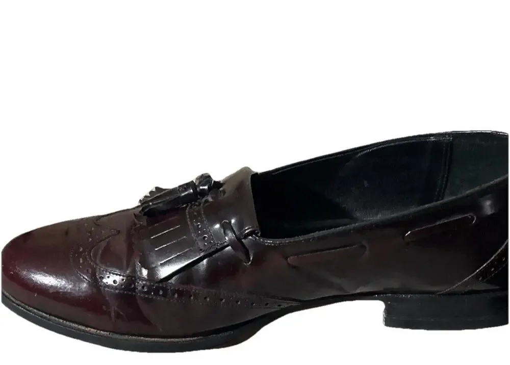 Johnston & Murphy Oxblood Tassel Loafers Mens 8.5 D Leather Wingtip Brogue Dress